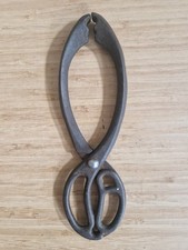 Vintage Cast Iron Coal Fireplace Stove Blacksmith Tongs Pincers 23 cm Long