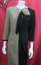 Michel Ambers camel & black sheath occasional dress UK 10