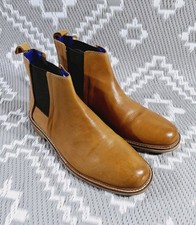 Firetrap Mens Charlton Chelsea Boots UK 8 Tan Leather Elasticated Cushioned