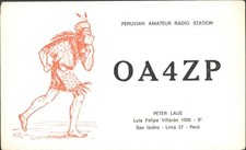 Ham Radio QSL OA4ZP Peru Lima