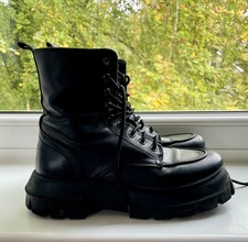 River Island Chunky Black Leather Ankle Boots UK 6