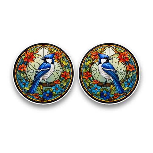 Small blue jay bird - 2x, stained