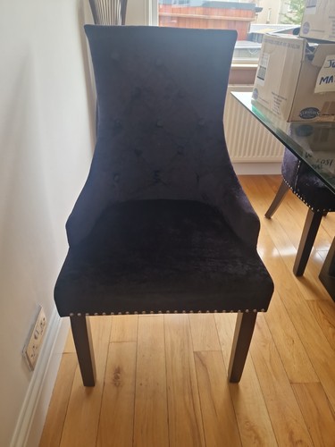 Black velvet dinning chairs - black,