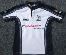 Ospreys Rugby Kooga 2005 06 Away Change Shirt / White Black / LB Age 11 12 Years