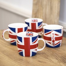 Set Of 4 Union Jack Flag Mugs