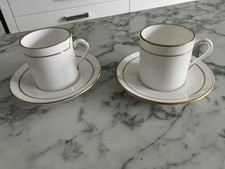 2 x Royal Worcester Contessa Gold Coffee/Espresso Cups & Saucers VGC