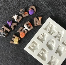 Halloween Ghost Alphabet Silicone Fondant  Mould Cake Topping Sugar craft  Icing