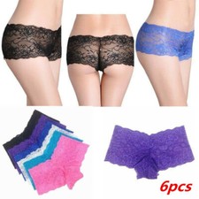 6 Pack Womens Full Lace French Knickers Ladies Panties Sexy Underwear Briefs 