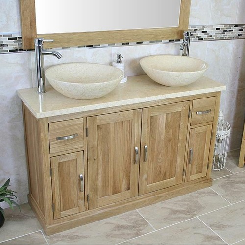 Oak bathroom vanity cabinet - bathroom,