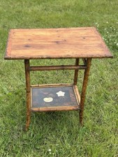 Tiger Bamboo Two-Tier Table Antique Vintage, Occasional Side Table