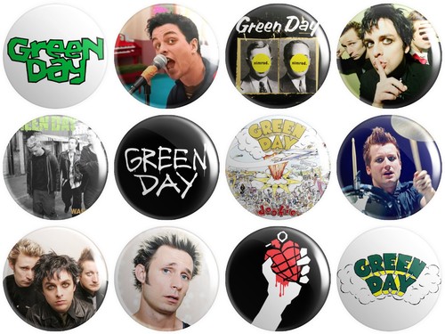 Green day button pin - x,
