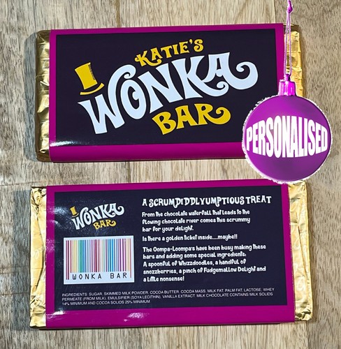 Wonka bar personalised - bar,