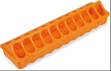 Gaun Plastic Ground Chick Feeder Trough 40cm Orange or Pink