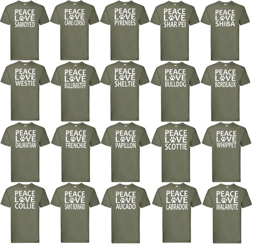 Dog peace love shirt green - shirt,