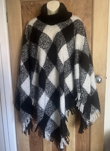 Women turtleneck poncho knit - poncho,