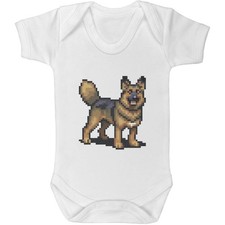 'Pixel Art German Shepherd Dog' Baby Grows / Bodysuits (GR043955)