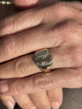 9ct Gold Diamond Large Signet Ring TAD 5.8 Grams￼