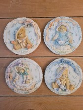 1994 Cherished Teddies Faith Love Hope & Charity 4 Wall Plaques vintage Enesco