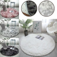 60/80/100/120cm Round Shaggy Rug Living Room Bedroom Carpet Fluffy Anti-Skid Mat