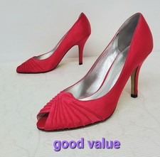 Roland Cartier Women's Silver Open-Toe Heel Shoes, Size 6 Raspberry Pink Satin