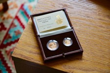 1987 Royal Mint Britannia Gold Proof Two-Coin Set Original Box COA