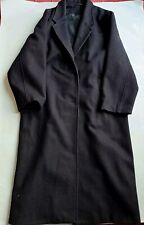Vintage 1980s Wool Coat Dark Blue Made England TOPSHOP 44 Fits 16 UK Long 