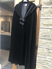 Vintage Classic LAURA ASHLEY Long Black Velvet Cape