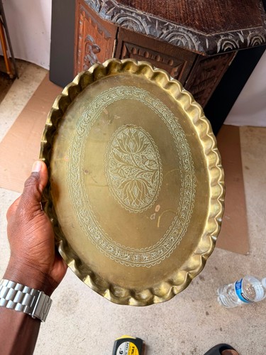 Vintage brass oval platter - vintage,