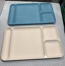 2x Vintage Tupperware Divided Lunch Camping TV Picnic Trays - 1535