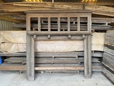 Antique Vintage Large Wooden Oak Fire Surround with Mirror / Photo Display