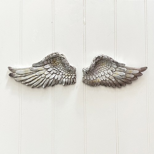 Silver angel wings wall art - silver,