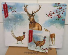 Nice set of 4 Winter Retreat place mats with matching coasters.