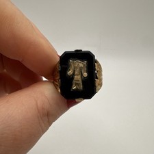 Art Deco Rolled Gold Onyx Ring