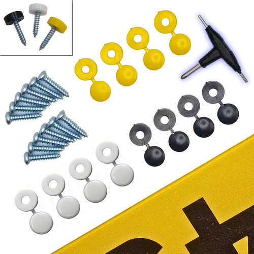 Number plate screws and - and, caps
