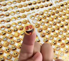 114 x Yellow Smiley Face Stickers Laughing Happy Smile Reward Stickers Scrapbook