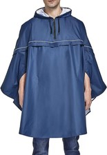 FitsT4 Unisex Waterproof Rain Poncho Coat Hooded Cape Cover Cycling Size M Blue