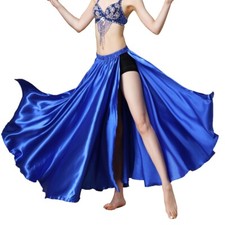 Satin Long Skirt Swing Belly Dance Costumes Slit Skirt Carnival Tribal Skirt