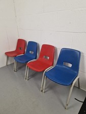 Four KM Plastic Metal School / Nursery Kids Child Enfants Stacking Chairs 