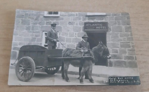 Postcard donkey cart bus - rp,
