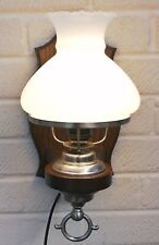 French Rustic Wall Lamp Country Style Wood With Milk Glass Shade Vintage