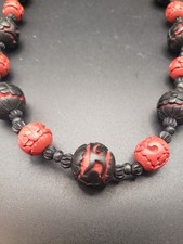 Vintage Red Carved Necklace