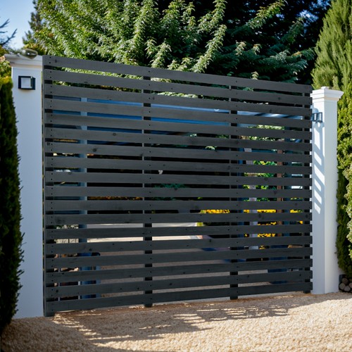 Wooden garden slat fence patio - wooden,