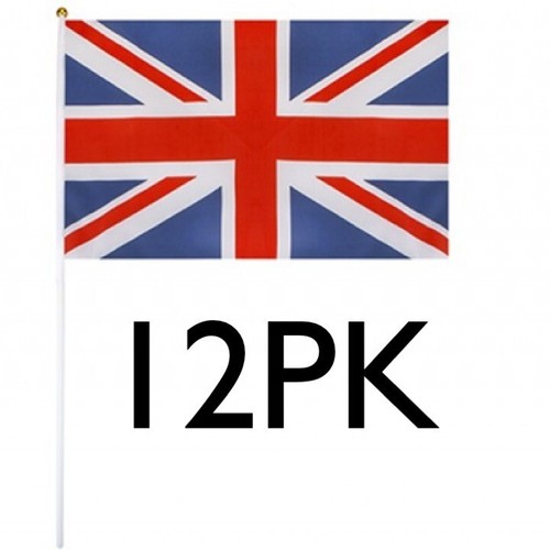 Union jack hand flags 12pk - union,