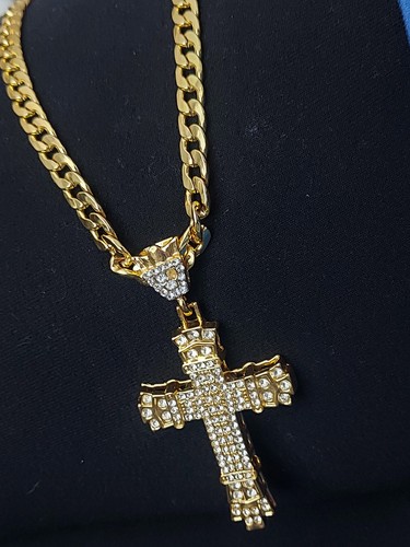 Bling chunky gold - tone, cross