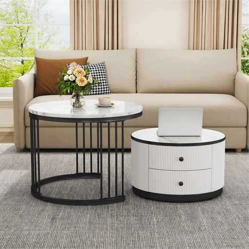Round nesting coffee table - nesting,