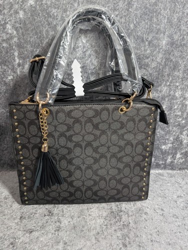 Black monogram patterned tote - monogram,