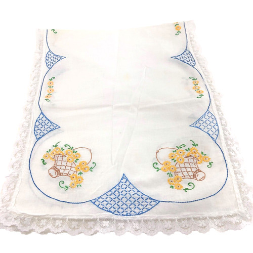 Vtg embroidered runner 40x15 - vtg,