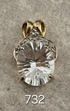 2.53g 9ct Yellow Gold Petalite & White Topaz Pendant With Coa Solid 375 9kt