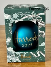 HARRODS DATED 2025 CHRISTMAS BAUBLE TEAL.  BRAND NEW AND UNOPENED