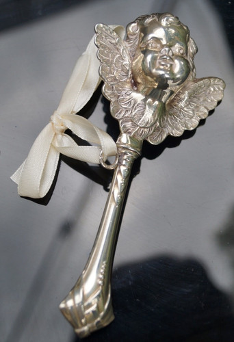 Sterling silver baby rattle - sterling,